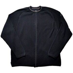 RIPCURL Men Medium Black Cotton Acrylic Blend Full Zip Long Sleeve Sweater
